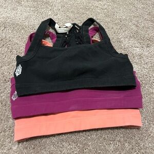 Free people movement sports bra black coral purple set of 3